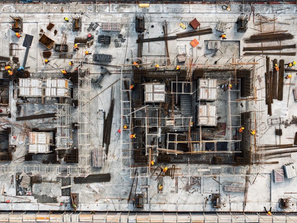 Építkezés felülnézetből.