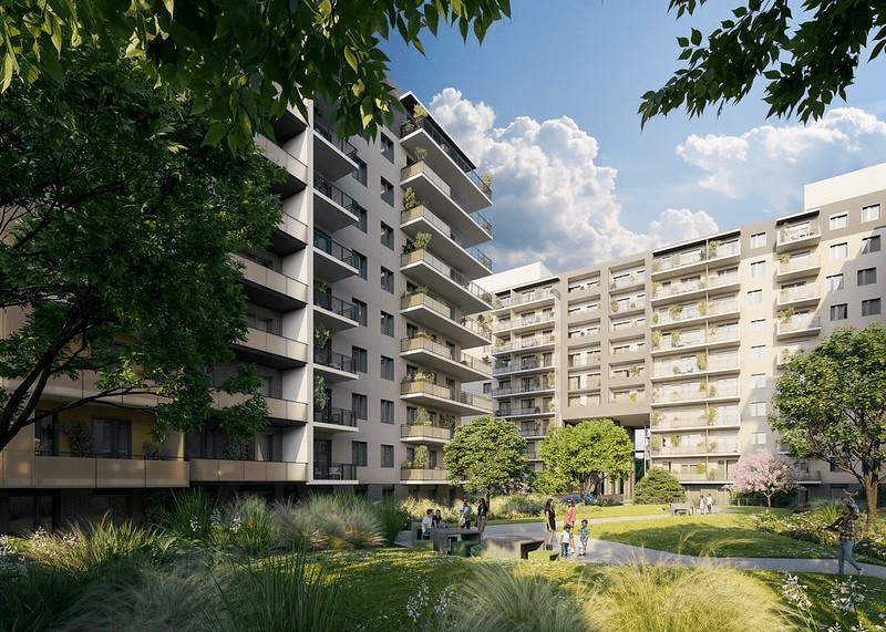 A Woodland lakópark látványterve.