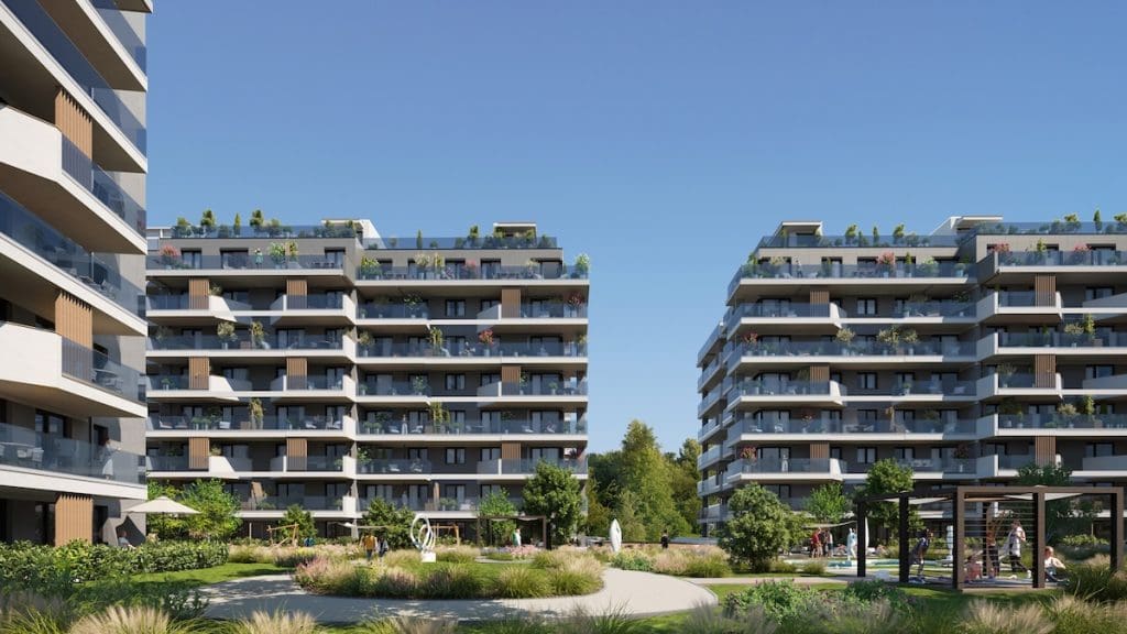 A Waterside Residence prémium lakópark látványterve